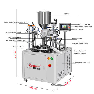 Ultrasonic Soft Tube Filling Sealing Machine Semi Automatic for Cosmetic Cream