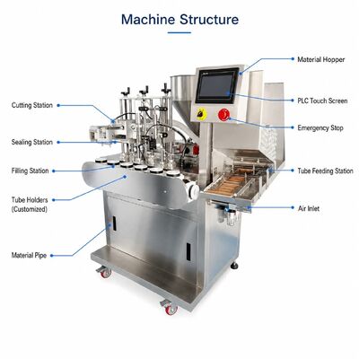 Ultrasonic Automatic Tube Filling Sealing Machine for Cream Lotion Thick Paste