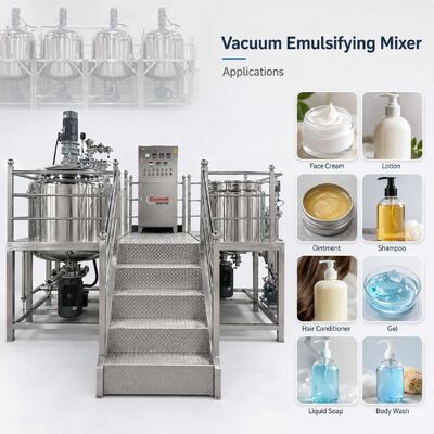 500L Vacuum Emulsifying Mixer Homogenizer Cosmetic Cream Making Machine