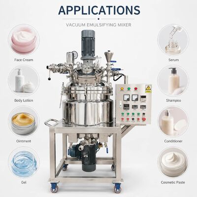 50L 100L Vacuum Homogenizer Mixer Cream Lotion Serum Heated Mixing Tank