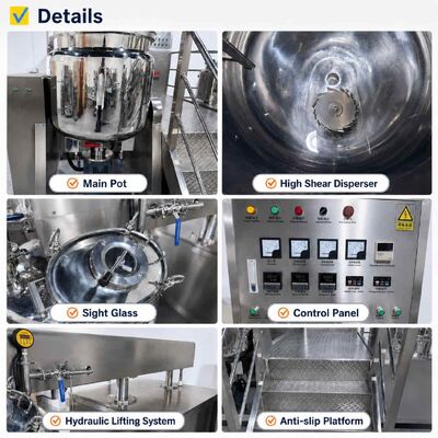 50-200L Vacuum Emulsifying Mixer Hair Mask Conditioner Cosmetic Cream Machine