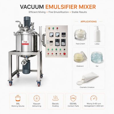 Vacuum Emulsifier Mixer 5-5000L Paste Cream Homogenizer Mixing Tank