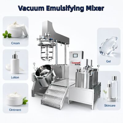 50-200L Vacuum Homogenizing Emulsifier Mixer Cosmetic Cream Lotion Machine