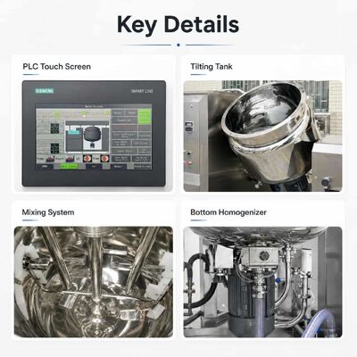 50-200L Vacuum Homogenizing Emulsifier Mixer Cosmetic Cream Lotion Machine