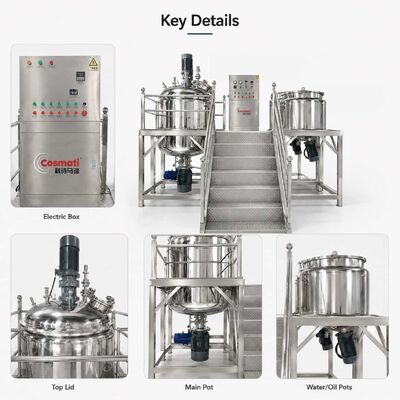 500L Industrial Fixed Vacuum Emulsifier Mixer High Shear Homogenizing Machine