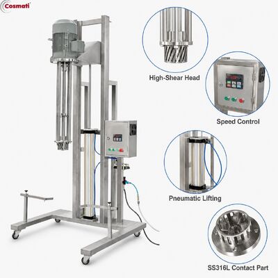 High Speed Homogenizer Pneumatic Lifting Mixer High Shear Cosmetic Cream Emulsifier