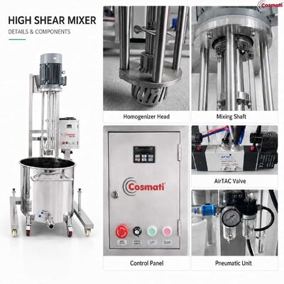 Pneumatic Lift High Shear Homogenizer Mixer for Chemical Disperser Cream Shampoo