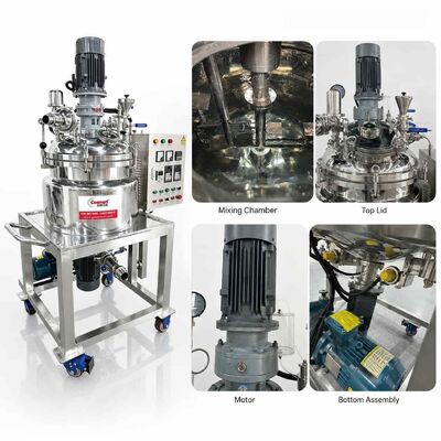 Cosmetic Lotion Vacuum Homogenizing Emulsifier Mixer Small Scale Fixed