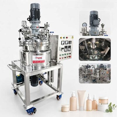 Cosmetic Lotion Vacuum Homogenizing Emulsifier Mixer Small Scale Fixed