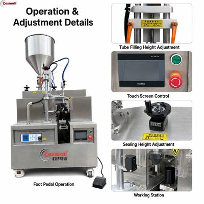 Semi Automatic Ultrasonic Soft Tube Filling Sealing Machine for Hand Cream Toothpaste