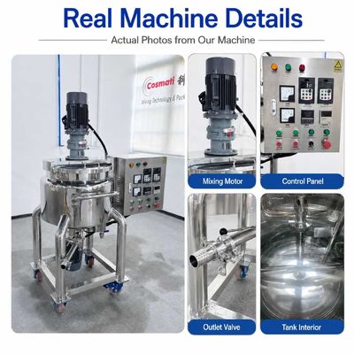 Double Jacketed Mixing Tank 100L Cosmetic Shampoo Heating Vessel Stainless Steel