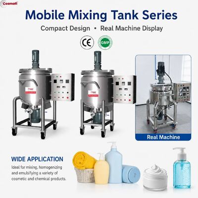 Double Jacketed Mixing Tank 100L Cosmetic Shampoo Heating Vessel Stainless Steel