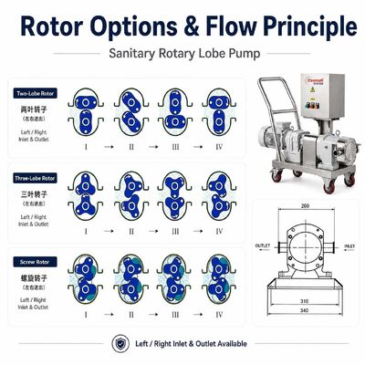 SUS304 316L Stainless Steel High Viscosity Rotor Pump Mobile Cream Paste Transfer