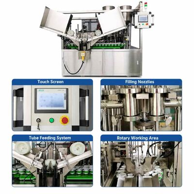 Automatic Double Head Aluminium Tube Filling Sealing Cartoning Machine for Ointment Gel
