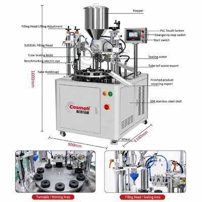 Soft Rotary Tube Filling Sealing Machine for Cream Ointment Toothpaste Gel