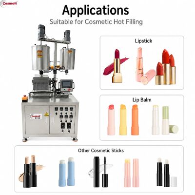 Automatic Lipstick Filling Machine 12 Nozzles Heating Stirring Makeup Production