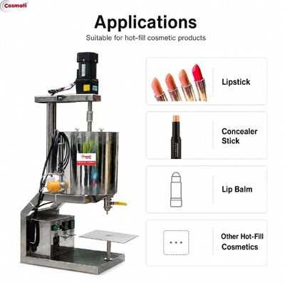 6-12 Nozzles Lipstick Filling Machine Heating Stirring Lip Balm Hot Wax Filler