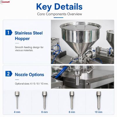 Semi Automatic Cream Lotion Filling Machine 30L Hopper Liquid Detergent Filler