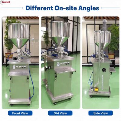 Semi Automatic Cream Lotion Filling Machine 30L Hopper Liquid Detergent Filler