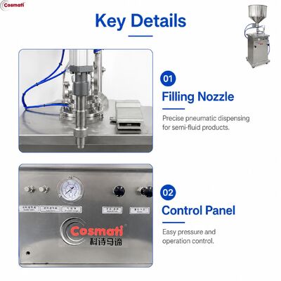 Semi Automatic Pneumatic Piston Filling Machine High Viscosity Cream Paste 10-1000mL