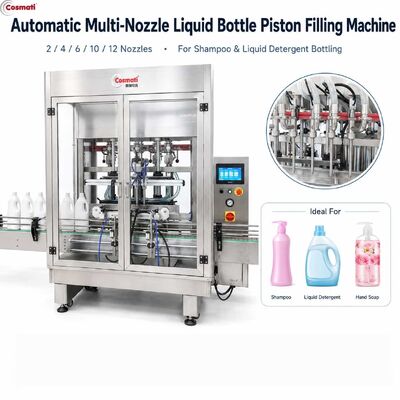 Automatic Piston Filling Machine 6 Head 100-1000mL Shampoo Detergent Bottle Filler