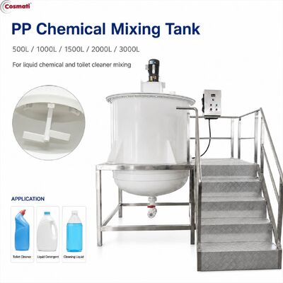 PP Mixing Tank 500L-3000L Polypropylene Anti Corrosion Toilet Cleaner Bleach Agitator