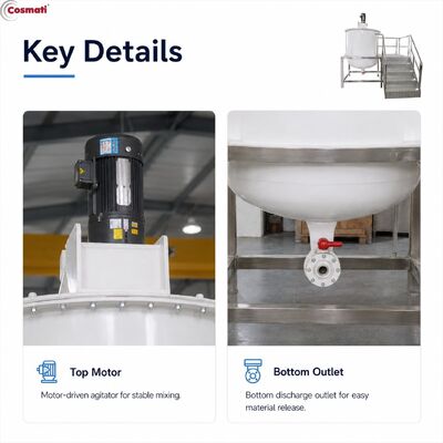 PP Mixing Tank 500L-3000L Polypropylene Anti Corrosion Toilet Cleaner Bleach Agitator