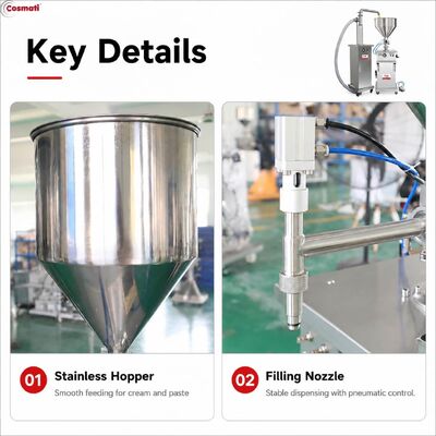Pneumatic Paste Filling Machine Semi Automatic Cream Gel Toothpaste Filler 50-500mL