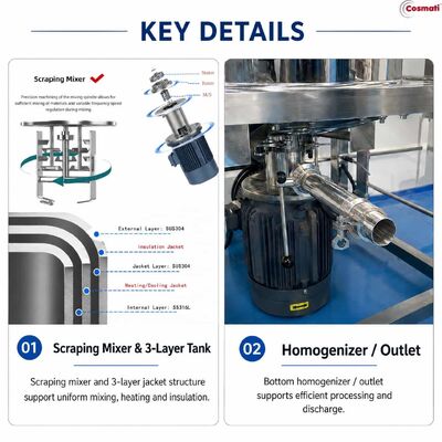 500L 1000L Mixing Tank Liquid Soap Shampoo Detergent Gel Homogenizing Mixer