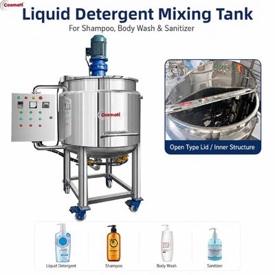 300L Stainless Steel Mixing Tank Liquid Soap Shampoo Detergent Heating Homogenizer