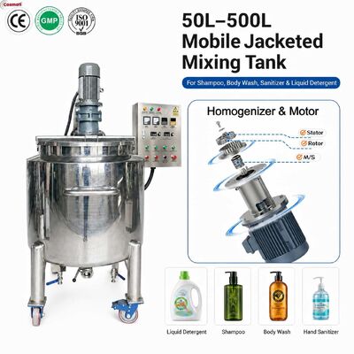 50L-500L Stainless Steel Mixing Homogenizing Tank Shampoo Liquid Soap Detergent Mixer