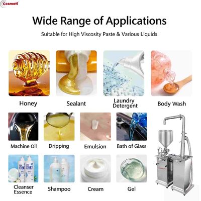 Pneumatic Semi Automatic Honey Face Cream Paste Liquid Filling Machine