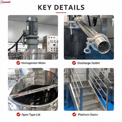 Multifunctional High Speed Homogenizer Mixing Tank 1000L 2000L 3000L Shampoo Detergent Production