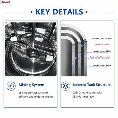 500L 316L Stainless Steel Heating Mixing Tank Shampoo Hand Sanitizer Laundry Detergent Production Line