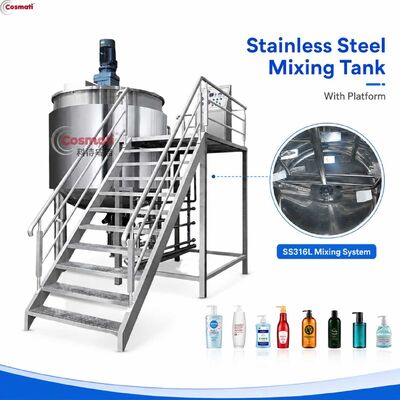 500L 316L Stainless Steel Heating Mixing Tank Shampoo Hand Sanitizer Laundry Detergent Production Line
