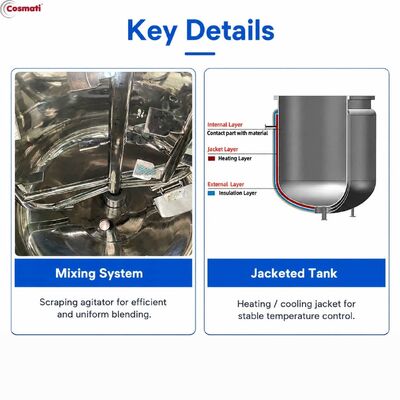 Stainless Jacketed Homogenizing Mixing Tank 100L For Shampoo Liquid Soap