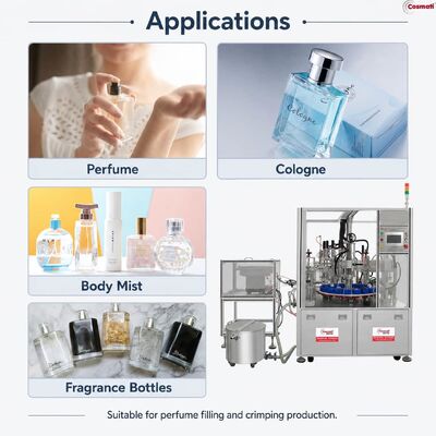 Rotary Automatic Perfume Filling Machine Bottle Cleaning Crimping Capping Line