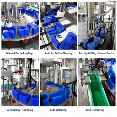 Rotary Automatic Perfume Filling Machine Bottle Cleaning Crimping Capping Line