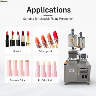 Automatic 12 Head Lipstick Filling Machine Lip Balm Heated Stirring Cosmetic Filler
