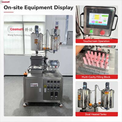 Automatic 12 Head Lipstick Filling Machine Lip Balm Heated Stirring Cosmetic Filler