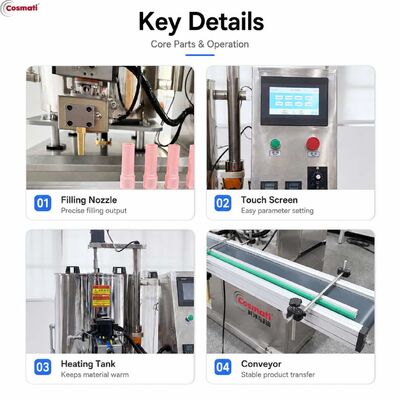 Automatic Gear Pump Hot Filling Machine Candle Wax Balm Cosmetic Liquid Filler