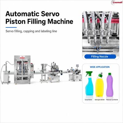 Automatic Servo Piston Filling Capping Labeling Line for Shampoo Cream Lotion