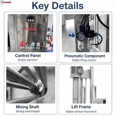 Pneumatic Lifting High Shear Disperser Mixer Paint Ink Cosmetic Homogenizer