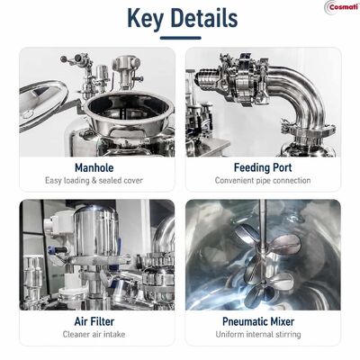 Mobile Pneumatic Perfume Mixing Storage Tank Stainless Steel Fragrance Blender