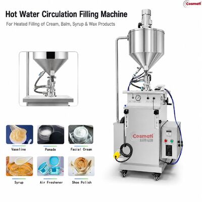 Water Circulation Heated Piston Filling Machine Lip Balm Jam Cream Paste Filler