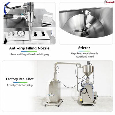 Water Circulation Heated Piston Filling Machine Lip Balm Jam Cream Paste Filler