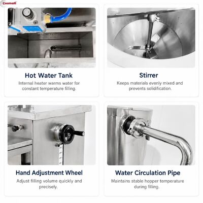 Semi Automatic Hot Melt Filling Machine For Palm Wax Solid Perfume Candle Lip Balm