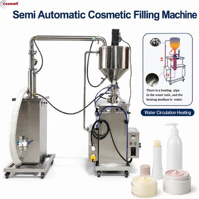 Semi Automatic Cosmetic Hot Filling Machine Lip Balm Cream Wax Piston Filler