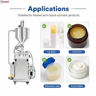 Semi Automatic Cosmetic Hot Filling Machine Lip Balm Cream Wax Piston Filler