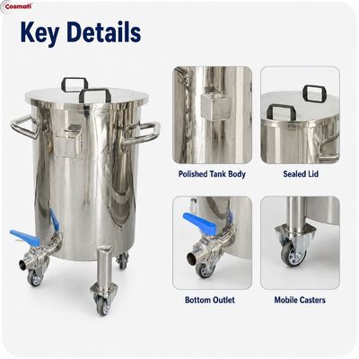 150L Mobile Sanitary Buffer Tank Shampoo Detergent Oil Cosmetic Liquid Storage
